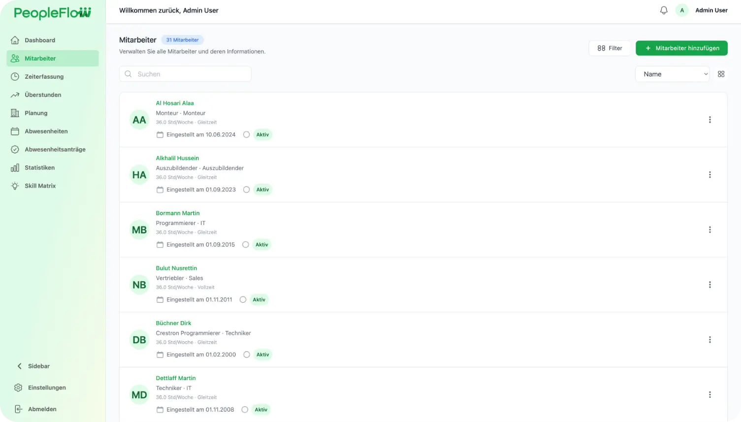 PeopleFlow Abwesenheit