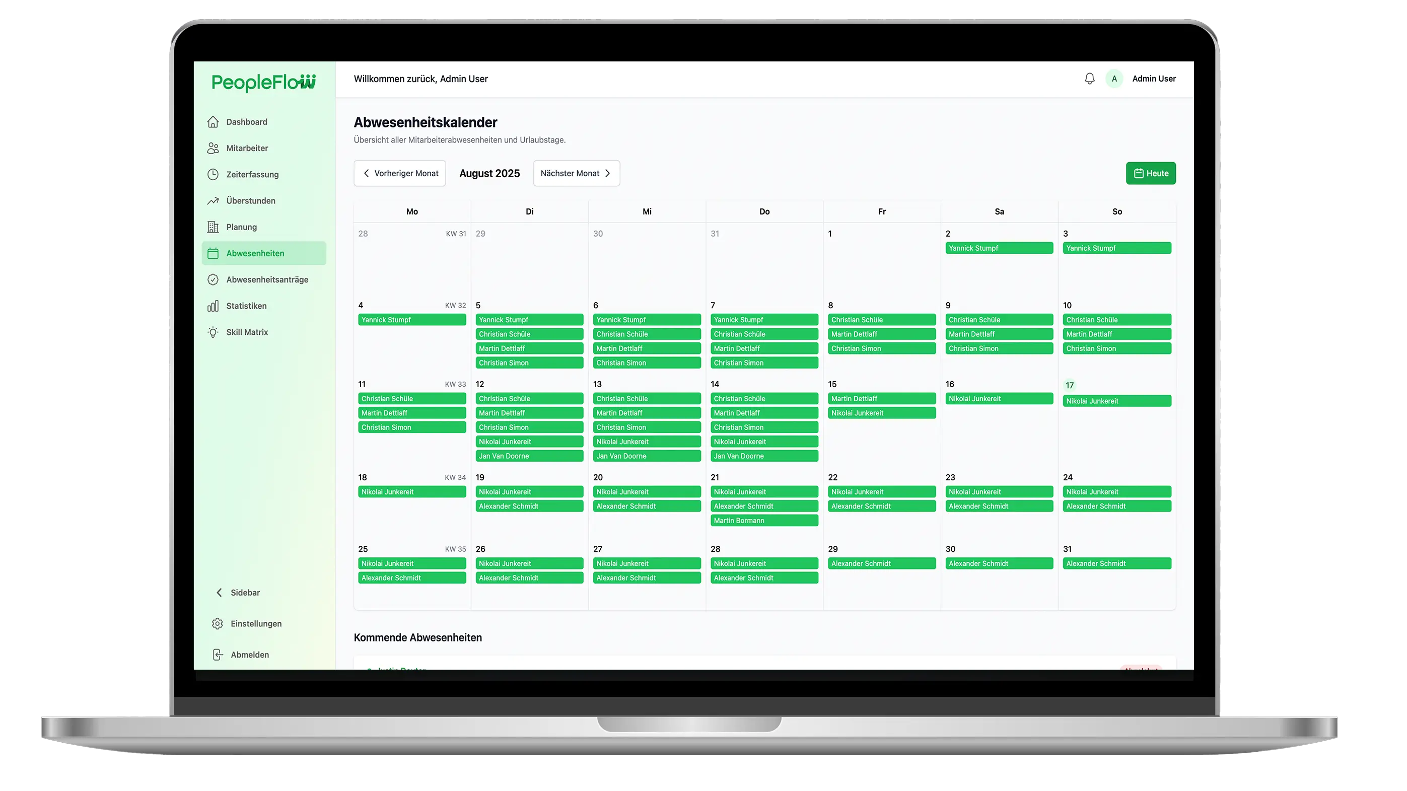 Abwesenheitsverwaltung Screenshot
