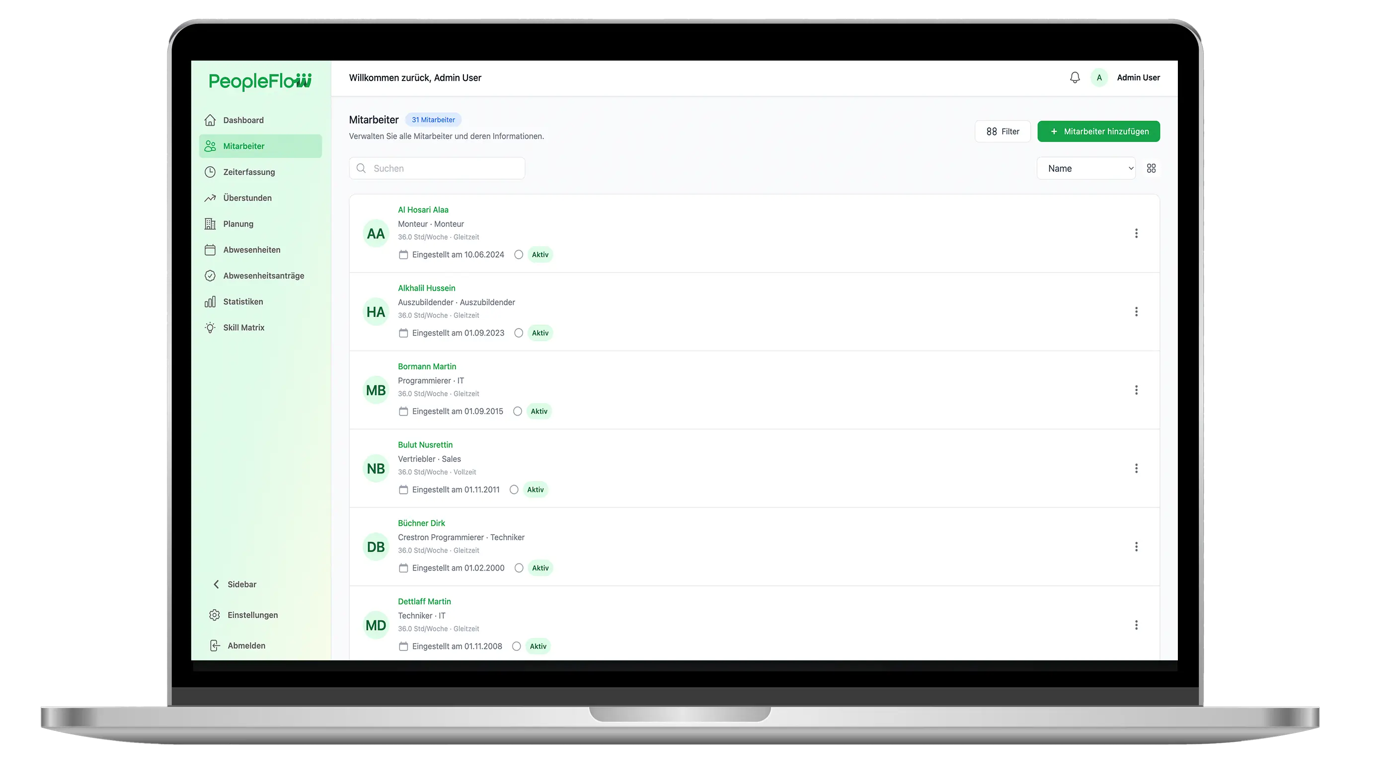 Mitarbeiterverwaltung Screenshot
