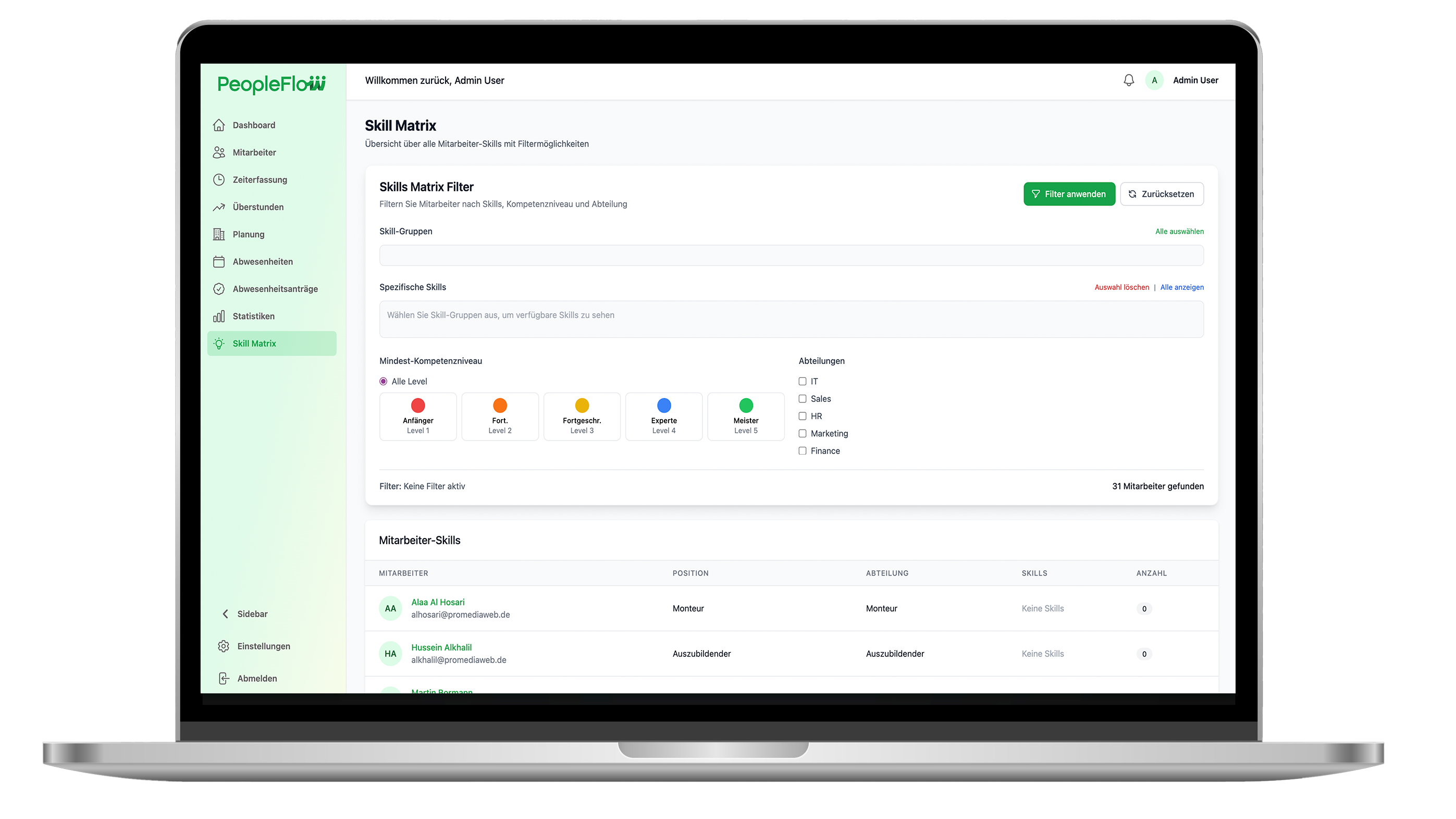 Skill-Matrix Screenshot