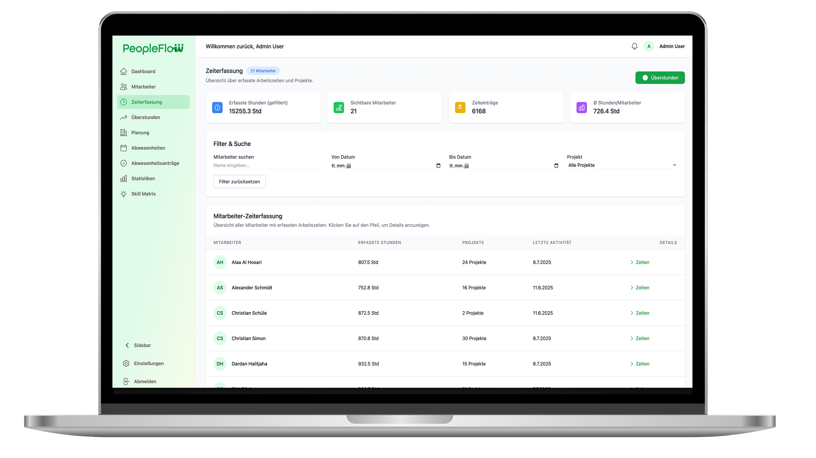 Zeitverwaltung Screenshot