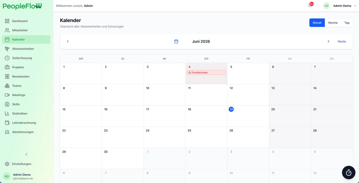 PeopleFlow Kalender